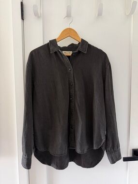 Washed Black Button-Up Shirt